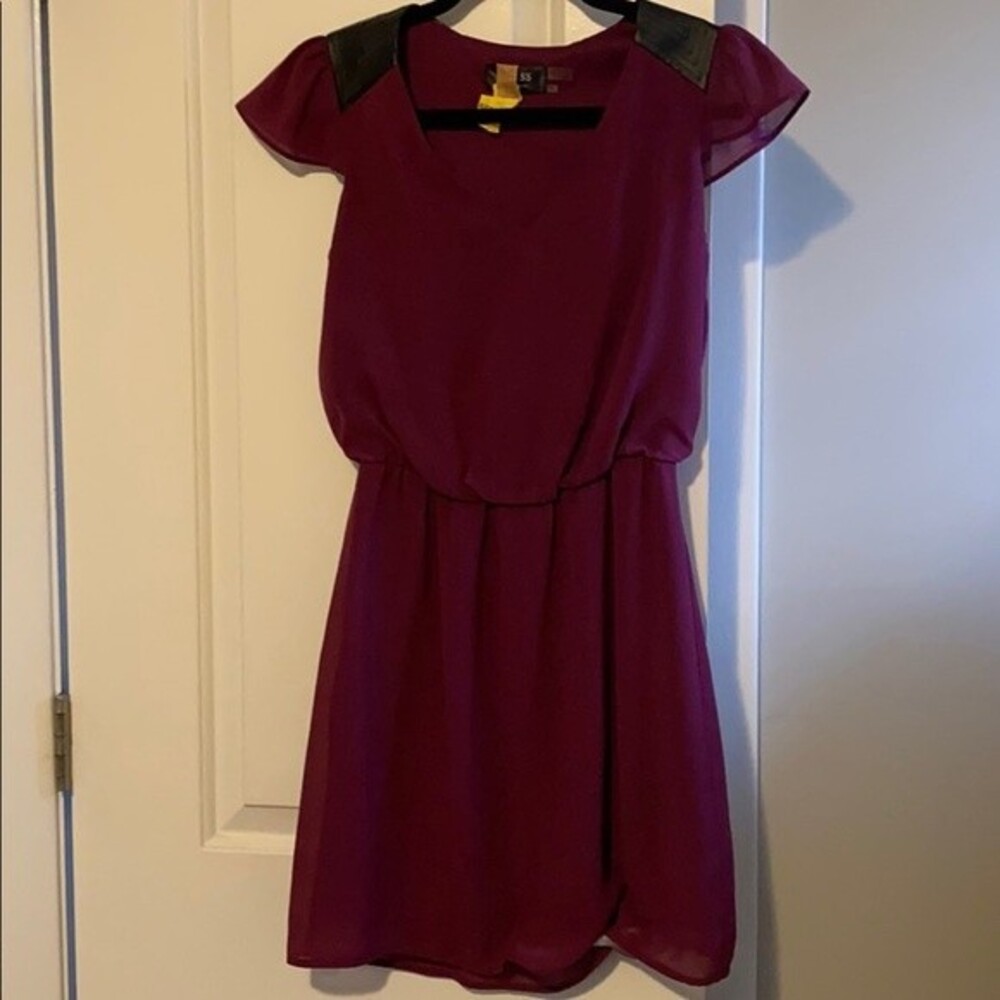 GUESS Purple Dress with Leather Shoulder Detailing 0 - Picture 1 of 5